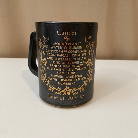 Vintage MCM Federal Glass Black Zodiac Mug – Cancer The Crab 4‎ - Picture 3 of 6